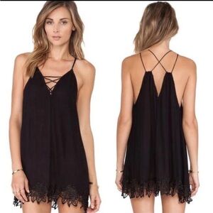 Free People Black Lace Detail Blouse